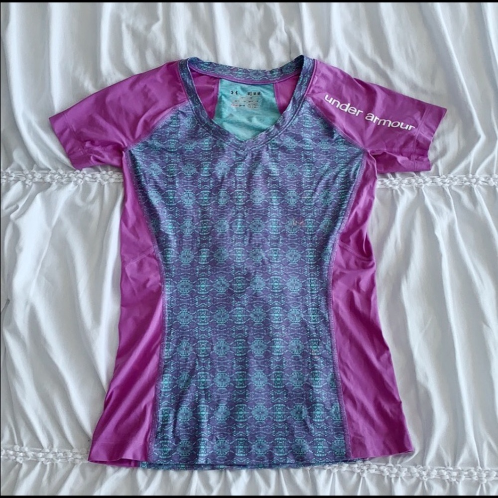 Under Armour Blue and Purple Drifit Workout Tee